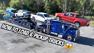 How To Load 6 Pickup Trucks ￼On A Carhauler [upl. by Nodearb636]