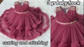 Trending 2 layer cindrella frock cutting and stitching3 yr baby frockparty wear dress [upl. by Alisander]