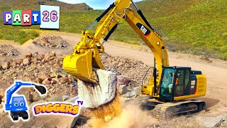 Huge Diggers For Kids  Scooping Digging Loading amp More [upl. by Kenlee]