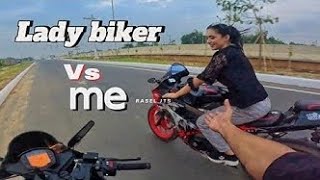 সে নাকি খুব ভালো বাইক চালায় Race with lady biker [upl. by Jarek]