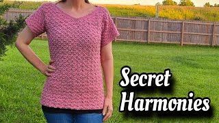 How To Crochet Easy VNeck Top Tutorial  Secret Harmonies [upl. by Pena965]