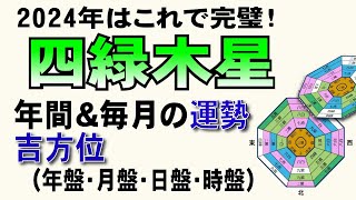 【四緑木星】🍀2024年運勢と吉方位【転居方位もお水取りの方位も見れる！時・日・月・年すべての盤を掲載】 [upl. by Niatsirhc]