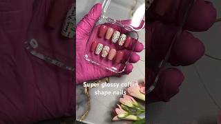 Super glossy coffin shaped press on nails naildesigns customnails shorts [upl. by Izaak]