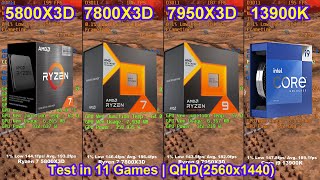 5800X3D vs 7800X3D vs 7950X3D vs 13900K  RTX 4090  Test in 11 Games  QHD2560x1440 [upl. by Enohs647]