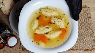 Domaca Pileca Supa Sa Griz Knedlama  Homemade Chicken Soup With Dumplings [upl. by Nissy]