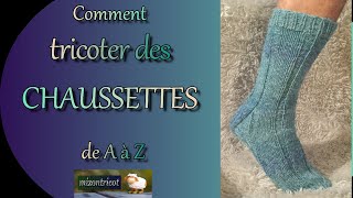 TRICOT Comment tricoter des CHAUSSETTES modèle complet 🐑 [upl. by Skelly]