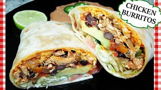 How To Make a HUGE Chicken Burrito  Juicy Mexican Chicken Burritos Recipe [upl. by Lobell]