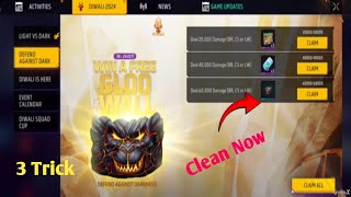 Free Fire Diwali Aword Mission How To Complete  3Trick Only Cleam Diwali 2024 [upl. by Oswell110]