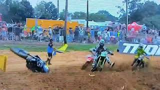 Justin Cooper big CRASH into Hunter Lawrence at 450 Budds Creek Motocross 2024 [upl. by Annait]