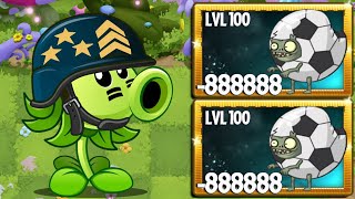 PvZ 2 981 New Plant Mega Gatling Pea Level 100 Vs New Zombie Soccerball Imp Zombie Level 100 [upl. by Phaedra]