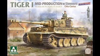 TAKOM 2200 135 Tiger I Mid Production wZimmerit Otto Carius UnBoxing [upl. by Icram]