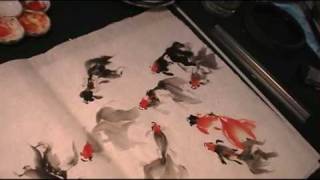 Nine Goldfish in Free Style Chinese Painting by Henry Li [upl. by Potter]