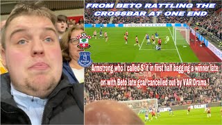 Southampton 10 Everton matchday vlog Chances not taken as Saints win first of the season [upl. by Ttergram958]