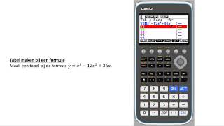 Tabel maken bij een formule Casio FXCG50 [upl. by Mcclish]