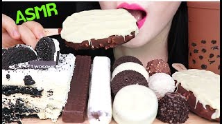 ASMR OREO CAKE ICE CREAM BUBBLE TEA WAFER STICK 오레오 아이스박스 케이크 아이스크림 버블티 먹방 EATING SOUNDS [upl. by Syla877]