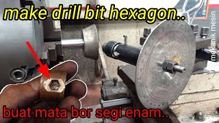 Make a Drill Bit Hexagonal Rotary Broaching from Broken enmill Buat Mata Bor untuk Lubang Segi Enam [upl. by Hasseman]