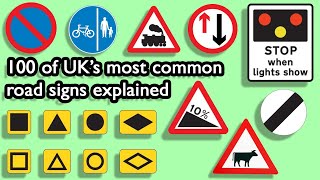 The ultimate guide to UK road signs  PASS your theory test 2024  100 road signs and their meaning [upl. by Nyrol]