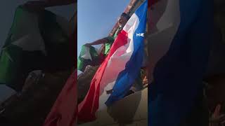 Maccabi Haifa fans burn the Palestinian flag while chanting ‘Gaza is a cemetery’ [upl. by Janka]