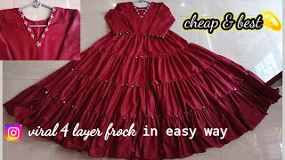 ek subscriber ki demand per banai multi layer frockgown 4 four layer frock cutting and stitching [upl. by Jolyn]