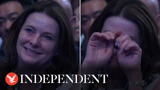 Gillian Keegan cries during Rishi Sunaks Tory conference speech [upl. by Eitsyrhc368]