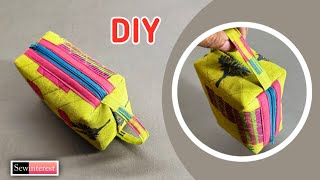 Crafting a Zippered Box Pouch with Neat Edges  DIY Easy Boxy Pouch Tutorial [upl. by Mccowyn398]