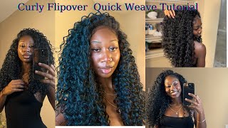 Curly Flip Over Quick Weave Tutorial Ivy InspiredMK IMANI [upl. by Perlie]