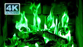 🔥 GREEN Fireplace 4K Colorful Fireplace Burning with green flames Halloween 2024 [upl. by Auoy]