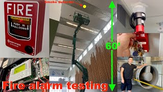 High school fire alarm testing notifier system with 60 foot high smoke and smoke control system [upl. by Gula]