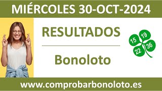 Resultado del sorteo Bonoloto del miercoles 30 de octubre de 2024 [upl. by Herzel161]