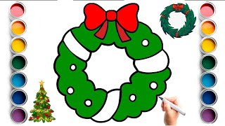 How to draw a christmas wreath  how to draw a christmas picture  what to draw for christmas wreath [upl. by Myrvyn]