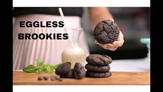 EGGLESS BROOKIES  Fudgy amp chocolaty brownie cookies [upl. by Alleunam]