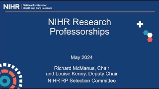 Introduction to NIHR Research Professorships for host organisations [upl. by Betteanne]