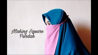 Cara Menjahit Purdah Petak  How To Make A Square Purdah [upl. by Tseng]