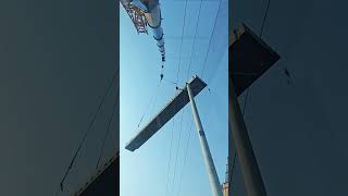 The process of hoisting bridge deck with crane Good tools and machinery make work easy [upl. by Narrad]