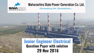 MahagencoJE EE 2016 Question Paper mahatranscoae mahavitaranae mahagenco electricalengineers [upl. by Caresse]