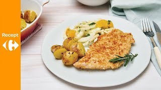 Kalkoenschnitzel met sinaas venkelsalade en geroosterde krieltjes [upl. by Craven927]