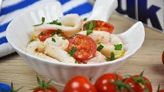 Calamari allacqua pazza  SQUID with cherry tomatoes EASY RECIPE [upl. by Fanchan]