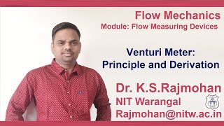 Derivation of volumetric flow rate VenturimeterFluid Mechanics [upl. by Lorien]