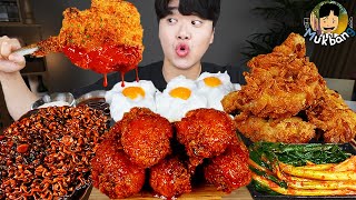 ASMR MUKBANG 직접 만든 양념 치킨먹방 스테이크 짜파게티 레시피 amp 먹방 FRIED CHICKEN AND BLACK BEAN NOODLES EATING SOUND [upl. by Akinar101]