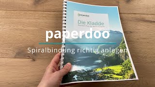 paperdoo  Spiralbindung mit Deck und Schlussblatt richtig anlegen [upl. by Yrneh269]