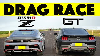 Gap City 2024 Nissan Nismo Z vs 2024 Ford Mustang GT Drag and Roll Race [upl. by Maude]