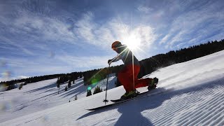 For the Love of the Turn  Telemark Skiing on perfect groomers at Vail [upl. by Arytas]