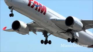 CLOSE UP TAM A350 Taking Off from Miami International [upl. by Leif]