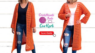 Abrigo tejido a crochet 💕 Modelo “Romaquot 🌺 TUTORIAL PASO A PASO [upl. by Trebla]