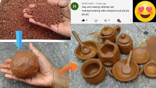 part1 clay making and miniature kitchen set making at home  handmade kitchen set with clay [upl. by Zoha]