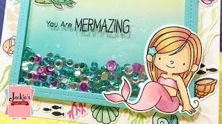 Mermaid Shaker Card using MFT Mermazing Stamps [upl. by Arrehs]