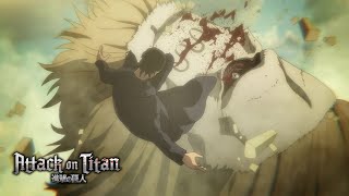 Galliard bit off Erens leg  Eren transforms into Titan  Attack on Titan season 4 episode 16 [upl. by Ydiarf208]