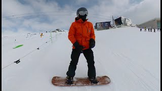 First gentle turns with my selfmade diy snowboard at FlimsLaax [upl. by Goldwin36]