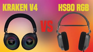 Razer Kraken V4 vs Corsair HS80 RGB Wireless  Full Specs Compare Headphones [upl. by Gnod]