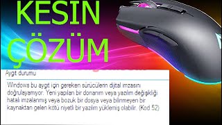 MOUSE IŞIK YANIP ÇALIŞMAMA SORUNU ÇÖZÜMÜ  SÜRÜCÜ İMZA ZORLAMA KAPATMA KESİN ÇÖZÜM [upl. by Nora]